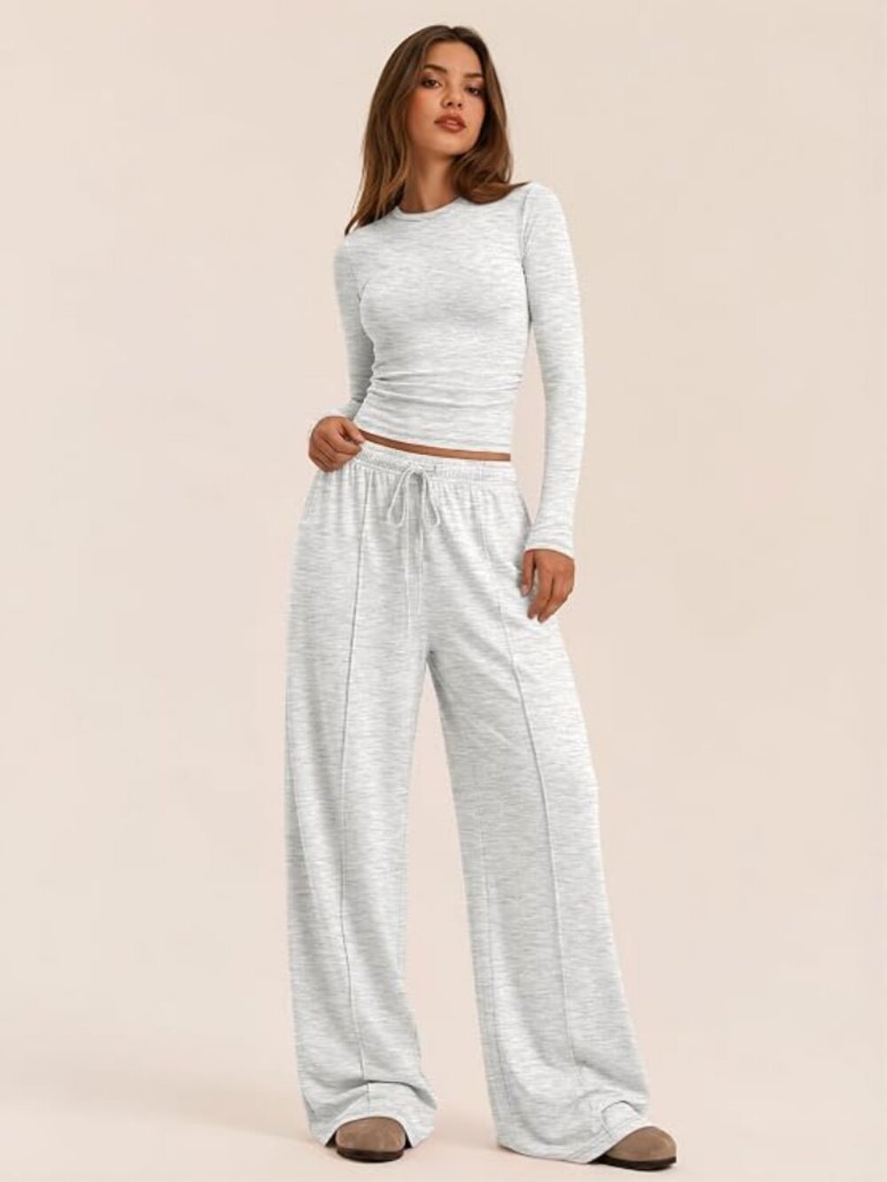 Trendy Queen Women's 2 Piece Fall Lounge Sets 2026 Designed with Pintuck